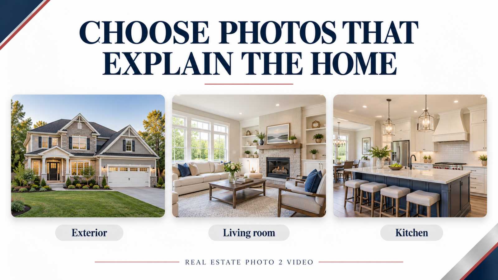 Choose photos that explain the home