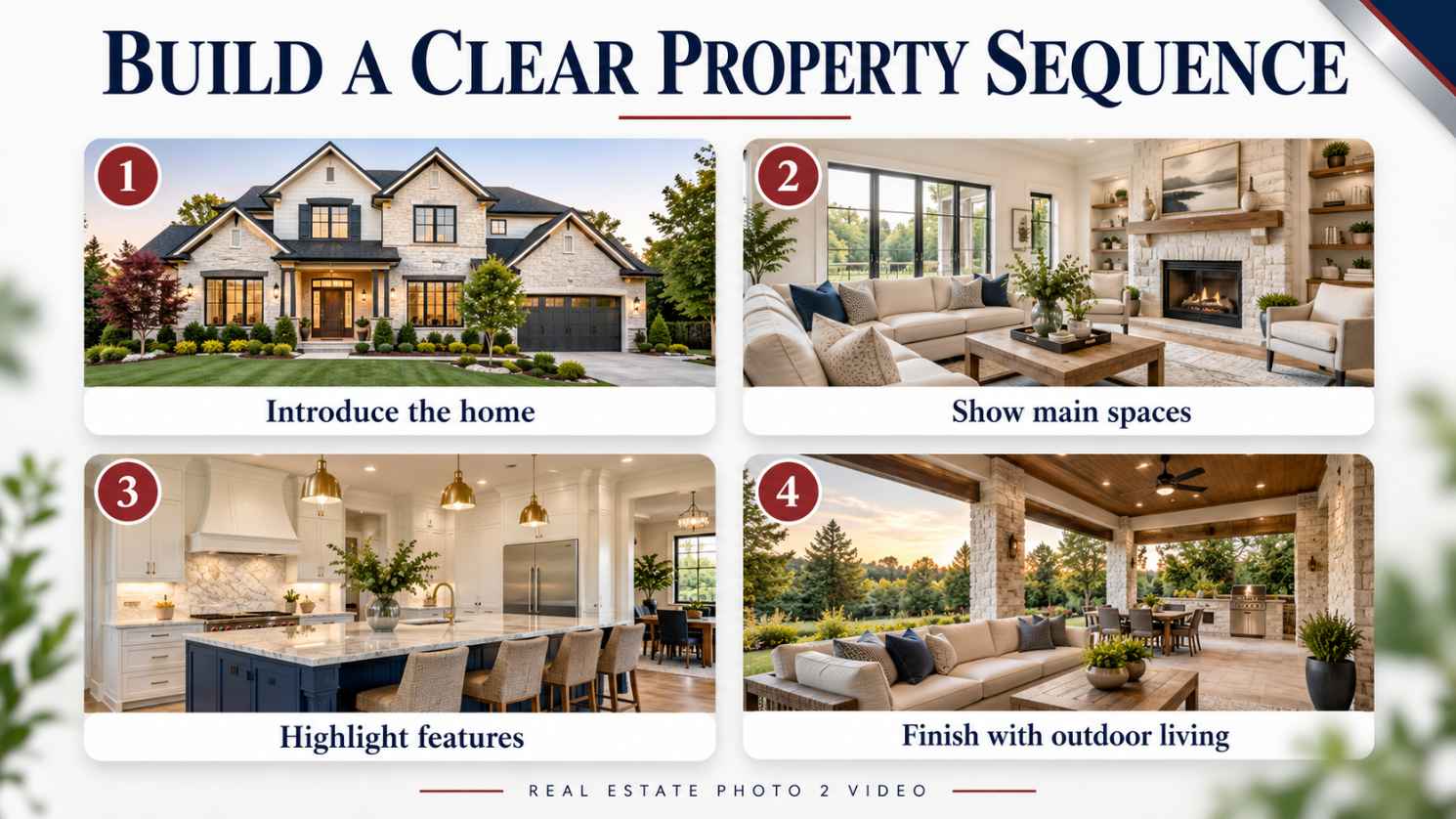 Four step property photo sequence